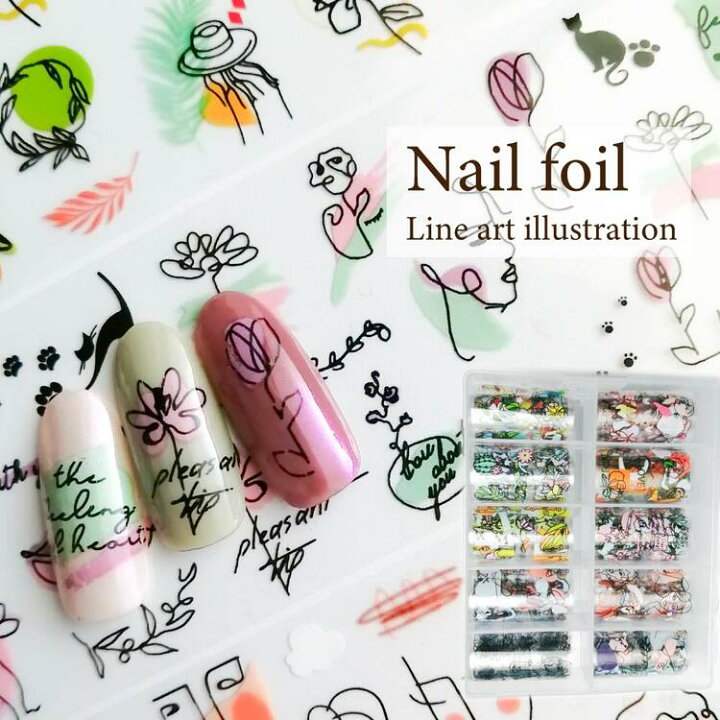 楽天市場 ネイルホイル 一筆書き 全10色セット ネイルアート 転写ホイル ピープル 顔 アート ジェルネイル セルフネイル おすすめ レジン デコ ジェルネイル用品ならイイネイル
