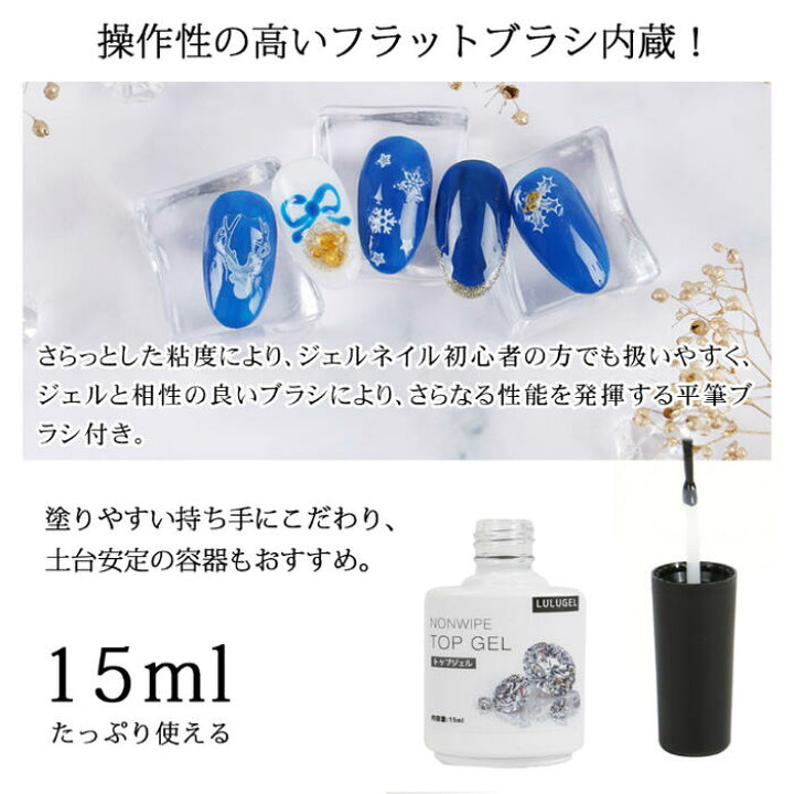 楽天市場 メール便送料無料 ジェルネイル ノンワイプ トップコート 15ml ポリッシュタイプ 拭き取り不要 ルルジェル Lulugel ジェルネイル用品ならイイネイル 楽天市場 メール便送料無料 ジェルネイル ノンワイプ トップコート 15ml ポリッシュタイプ 拭き取り不要 ルルジェル Lulugel ジェルネイル用品ならイイネイル