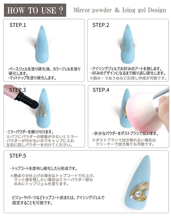 楽天市場 4点セット ジェルネイル アイシングジェル 5g ミラーパウダー ペン ダストブラシ マットトップ セット ネイル クリア ノンワイプ ビジュージェル ニュアンスネイル アート デザイン ミラーネイル パーツ 固定 ジェル やり方 簡単 初心者 セルフネイル 楽天市場 4点セット ジェルネイル アイシングジェル 5g ミラーパウダー ペン ダストブラシ マットトップ セット ネイル クリア ノンワイプ ビジュージェル ニュアンスネイル アート デザイン ミラーネイル パーツ 固定 ジェル やり方 簡単 初心者 セルフネイル