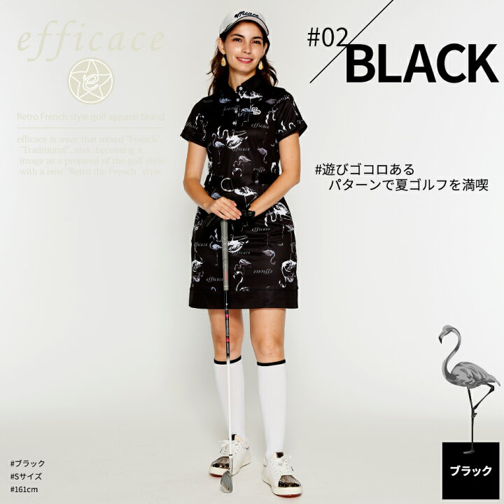 Efficace インフルエンサーmiku監修 ワンピース インナーパンツ ベルト レディース ゴルフ エフィカス 半袖 プレゼント 夏 春夏 ゴルフウェア S Ll 吸水速乾 コラボ 春 22ss 大きいサイズ ストレッチ 接触冷感 ウェア 22 4155
