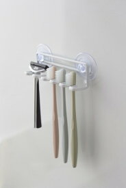 吸盤トゥースブラシホルダー　5連　タワー　tower 山崎実業　吸盤　歯ブラシスタンド　ひっかけ　衛生的　シンプル　ホワイト　3285