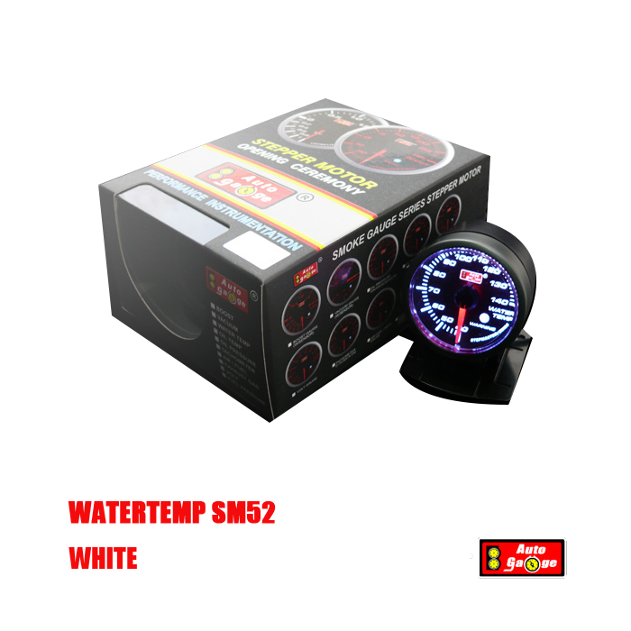 オートゲージ 水温計 SM 52Φ ホワイトLED ワーニング　冷却水　温度　オーバー・ヒート・クール　追加　メーター　即納　送料無料