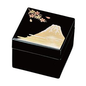 [21-22-7] 黒 ミニオルゴール宝石箱 富士山 内布貼り *
