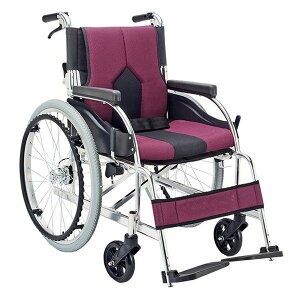 アルミ製 車いす COLORS〜カラーズ(自走式・背折れタイプ)/パープル(マキテック)KC-1PU
