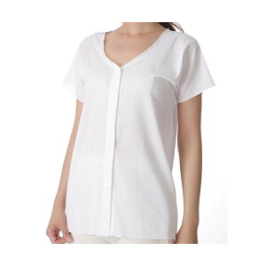 婦人用 介護肌着 クレープ前開き 半袖 Lサイズ(神戸生絲)