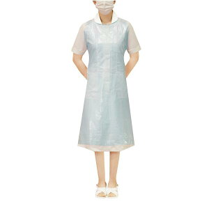 (ケース販売)PEエプロン優 50枚入×40箱/ブルー(ファーストレイト)FR-6675 袖なし使い捨てエプロン