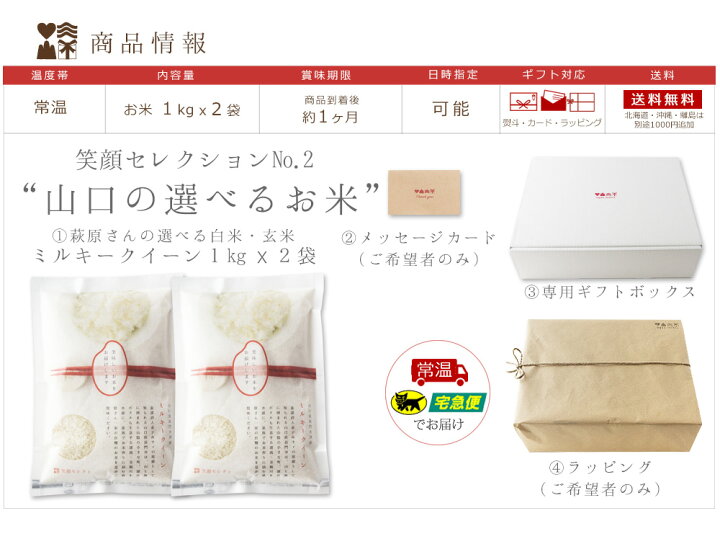 楽天市場】お米 ギフト 笑顔セレクション”選べる山口のお米” 送料無料 