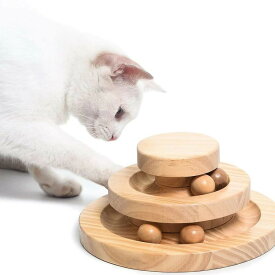 猫おもちゃ 回転ボール ペット用品 遊ぶ盤 ボール ねこ じゃらし玉遊び ぐるぐるタワー 木製おもちゃ ボール 玉知育玩具 運動不足 ストレス解消 3層 猫ちゃん大興奮 留守番対応
