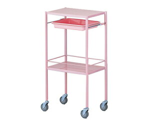 カラフル回診車(ミニ)2段 ピンク 470×320×915mm NCCM-2HP