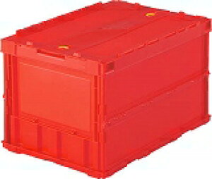 TRUSCO 薄型折りたたみコンテナ 50Lロックフタ付 レッド TRC50B