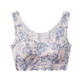 【Tuche/トゥシェ】【縫い目ゼロ】TB2655N Tuche トゥシェ 縫い目が無いからストレスフリーな着ごこちのプリントハーフトップ バストラインがきれいなパッド 完全無縫製 かわいい 花柄 ブラトップ　20代〜50代 楽しめつけないナイトブラにも