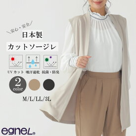 【11/10までポイント5倍！】 [日本製・送料無料] 快適 カットソー ジレ 軽量 羽織り シワになりにくい UVカット 吸汗 速乾 コンパクト レディース 婦人 ベスト 春 夏 秋 抗菌 防臭 体型カバー 伸縮 ビジネス オフィス カジュアル 旅行 持ち運び