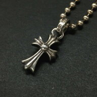 Chrome Hearts クロムハーツ SV925 チェーン7.5g/トップ2.5g ベビーファット クロス ペンダント ボールチ…