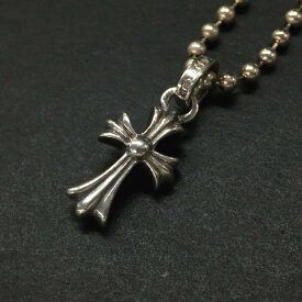 Chrome Hearts クロムハーツ SV925 チェーン7.5g/トップ2.5g ベビーファット クロス ペンダント ボールチェーン ネックレス インボイス付属　シルバー/CR0017【中古】