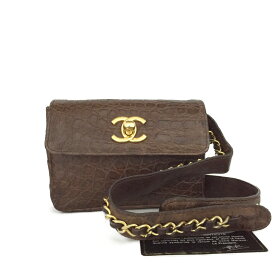 CHANEL シャネル ココマーク クロコダイル レザー ウエスト ボディ バッグ　Brown/JPG0103【中古】