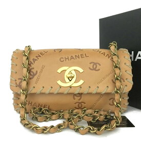 CHANEL シャネル ココマーク ロゴ レザー チェーン ショルダーバッグ　Brown/JPG0113【中古】