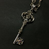 Justin Davis ジャスティン デイビス SV925 色石 CREATION KEY ネックレス 約42.5g　シルバー/ZS0201【中…