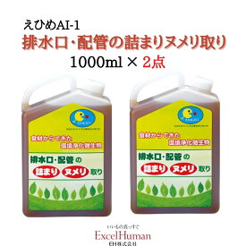 【えひめAI−1】排水口・配管の詰まり・ヌメリ取り洗浄剤2個えひめアイイチ/排水口/汚れ/臭い/掃除/酵母菌/乳酸菌/納豆菌/糖蜜/天然ミネラル水/ECO商品/EH/eh/エクセルヒューマン