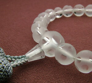 サッカーボール珠 本水晶(艶消し)22珠共仕立正絹頭付【高級念珠/数珠・男性】【#2】