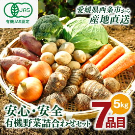 【有機JAS認定】有機野菜詰合せセット［7種類］5kg【期間限定】｜愛媛県 西条産 小松農園 無農薬 化学肥料不使用 国産 有機栽培 オーガニック 野菜 ベジタブル 玉ねぎ ジャガイモ にんじん キャベツ ブロッコリー さつまいも 里芋 お取り寄せ ギフトご家庭 産地直送 送料無料