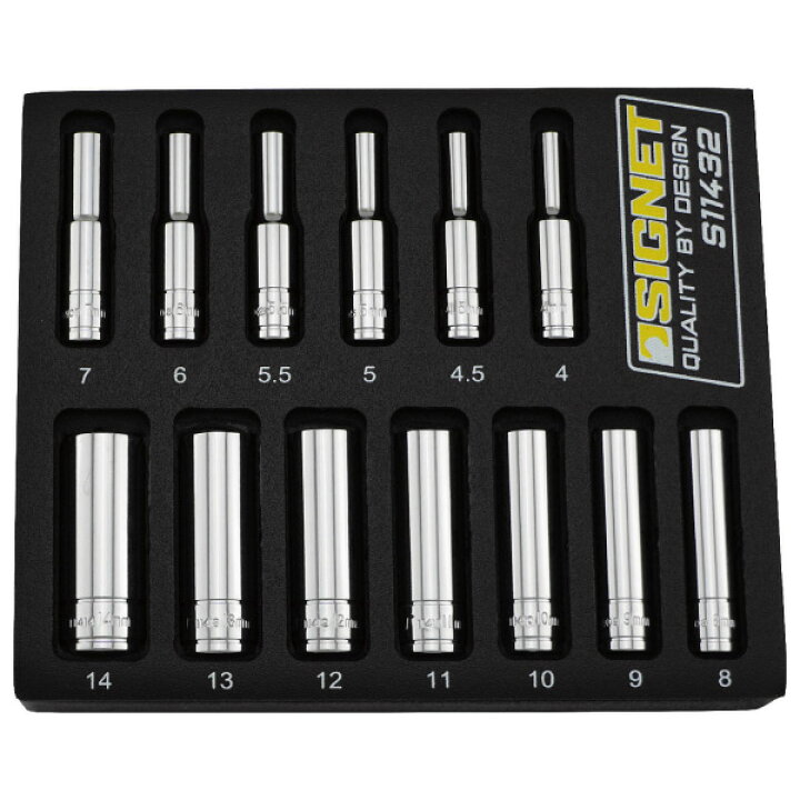 楽天市場】SIGNET 1/4DR ディープソケットセット 6角 13個組 トレー付 