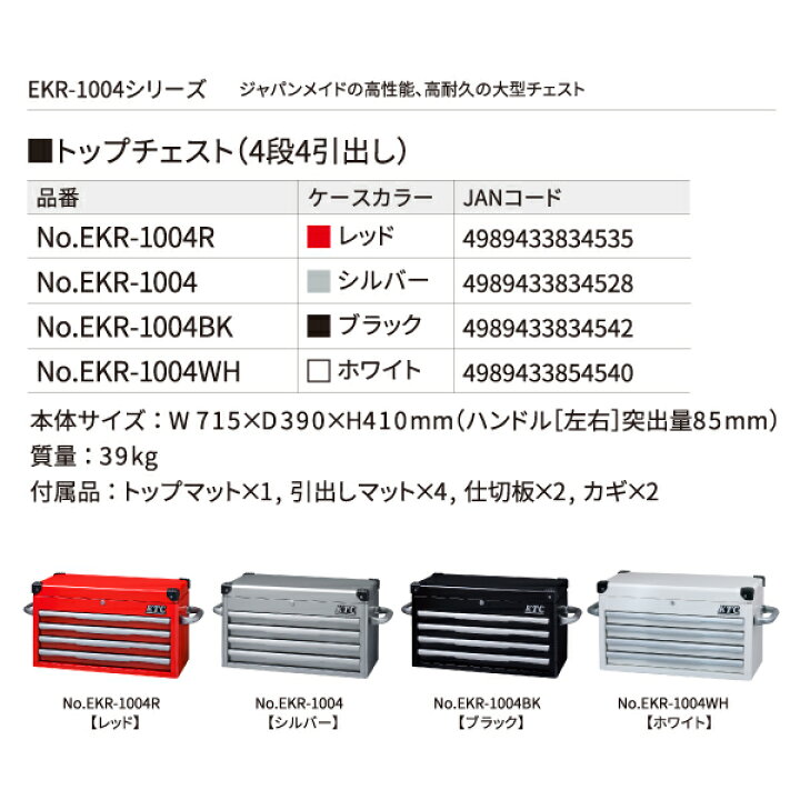 楽天市場】[メーカー直送業者便] KTC トップチェスト EKR-1004BK 