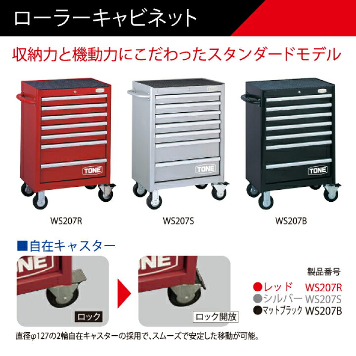楽天市場】[メーカー直送品] TONE WS207S ローラーキャビネット 