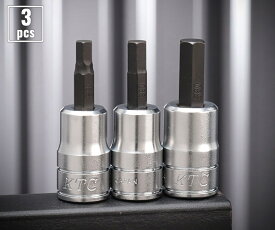 KTC BT3-S-3P ショートヘキサゴンビットソケット3点セット (BT3-05S,06S,08S) 差込角9.5mm(9.5sq.)(3/8) エヒメマシンオリジナルセット