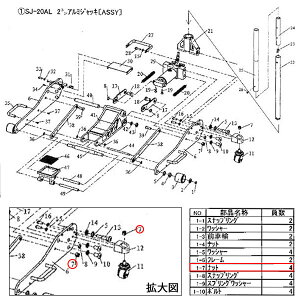 [メーカー直送品] MASADA マサダ 低床型アルミジャッキ SJ-20AL用パーツ 【ナット】 SJ-20AL-1-7
