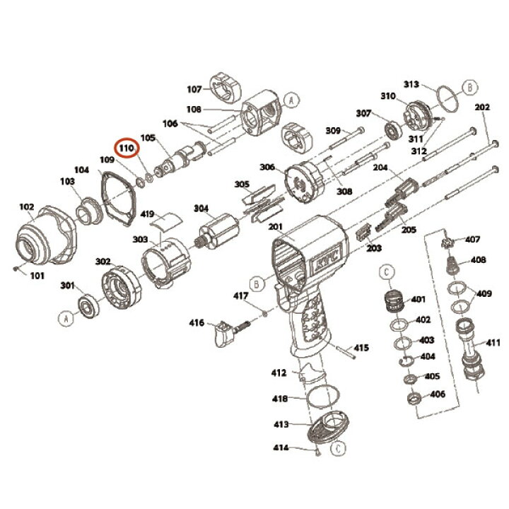 楽天市場】[部品・代引き不可] KTC 12.7sq.エアーインパクトレンチ 