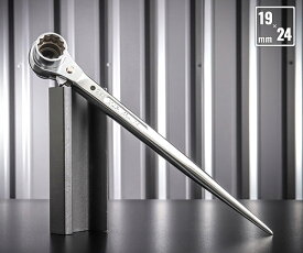【10/1限定！ポイント3倍＋最大1000円OFF】TOP タフガチャ 輝 KRMS-19×24 曲げ強度4倍の極厚シノレンチ 新潟三条 職人手作業総磨き 日本製 シノラチェットレンチ トップ工業