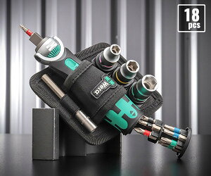 ���{���K�i Wera 004281 8009 Zyklop �|�P�b�g�c�[���Z�b�g 18�_�Z�b�g 9.5mm��U�胉�`�F�b�g&6.35mm 12�s�[�X�r�b�g&�\�P�b�g�� 05004281001 ���F�� �x��