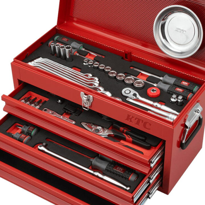 楽天市場】KTC 工具セット チェストタイプ 9.5sq 66点（レッド 