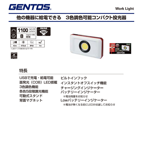 楽天市場】GENTOS GANZ ガンツ LEDワークライト 1100lm コンパクト