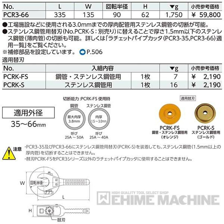 楽天市場】KTC 大型ラチェットパイプカッター (PCR3-66)(4989433759166 