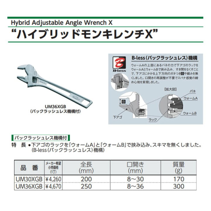 楽天市場】ロブテックス UM36XGB ハイブリッドモンキーレンチX W-ZERO 口開き 8-36mm 工具 エビ ロブスター LOBSTER LOBTEX : EHIMEMACHINE 楽天市場店 楽天市場】ロブテックス UM36XGB ハイブリッドモンキーレンチX W-ZERO 口開き 8-36mm 工具 エビ ロブスター LOBSTER LOBTEX : EHIMEMACHINE 楽天市場店