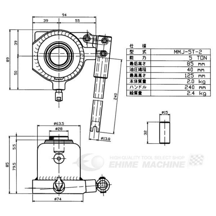 楽天市場】MASADA マサダ製作所 ミニタイプ油圧ジャッキ MMJ-5T-2 