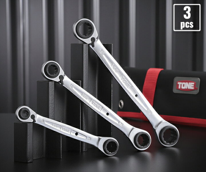 楽天市場】TONE 4ウェイラチェットめがねレンチセット 3pcs (RMW300 