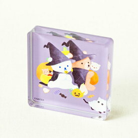 しろくまのいる生活 アクリルブロック ハロウィン仮装（絵本ナビ×serico） 絵本ナビオリジナルグッズ 絵本ナビ限定 せりこ リトルコチカ トリックオアトリート アクスタ
