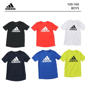 adidas (アディダス) ビッグロゴ半袖Tシャツ ボーイズ| 子供 キッズ ジュニア 小学生 子供服 男の子 スポーツ ウエア ブランド サッカー 運動 ブラック スポーツブランド ロゴ 黒T 吸水速乾 夏