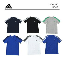 アディダス キッズ tシャツ ジュニア 半袖 【 adidas 3ストライプス 半袖Tシャツ ボーイズ 】 コットン 綿 綿100％ 無地 シンプル ロゴ 子供 子供服 男の子 ボーイズ スポーツ ウエア スポーツウェア ブランド サッカー 運動 白 黒 紺 青 夏