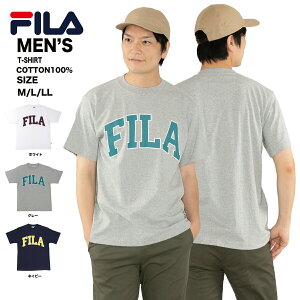 フィラ テニスウエア メンズ tシャツ 半袖 ロゴ【FILA プリントTシャツ】綿 スポーツウェア スポーツ ブランド カジュアル 白 紺 グレー ネイビー ホワイト 春 夏 秋 インナー ジム クラブ 体育