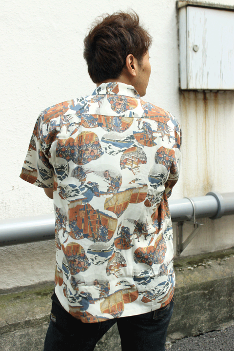 【希少XLサイズ】サンサーフ　開襟　アロハシャツ　半袖　総柄　北斎　忠臣蔵討入 SUN SURF SUNSURF(サンサーフ)× 葛飾北斎 [SS39133] 2023年