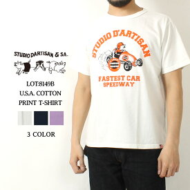 ダルチザン Tシャツ 2024春夏 新作 8149B STUDIO D'ARTISAN FASTEST CAR USAコットンプリントTシャツ ステュディオダルチザン スタジオダルチザン 日本製 プリント アメカジ メンズ 大人