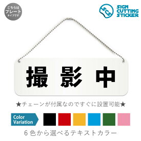 撮影中 横長 プレート 看板 / ボールチェーン・スタンド付き （アクリル板 プラ・標識 サイン・防水 耐水 屋外）（警告 防止 抑止 案内） 注意 REC 録画 防犯 ドライブレコーダー セキュリティ ドア 扉 ドアノブ 取手 壁掛け 壁 入口 窓 フック