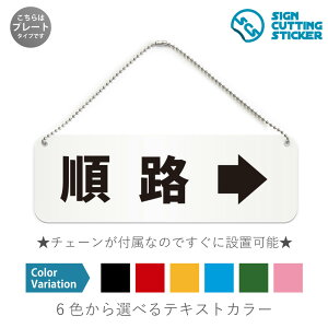順路 右 横長 プレート 看板 / ボールチェーン・スタンド付き (アクリル板 プラ・標識 サイン・防水 耐水 屋外)(防止 抑止 案内)道順 右折 行列 順番 進路 経路 看板 道案内 水族館 博物