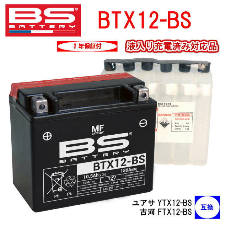 楽天市場】ダエグ ゼファー 【 液入り充電済み 】BSバッテリー BTX12 