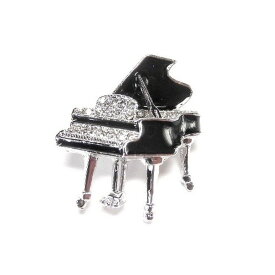 ブローチ ピアノ スワロフスキー 鍵盤 グランドピアノ 黒 シルバー クリスタル 綺麗