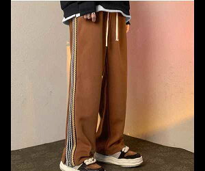 スウェット スポーツウェア パンツ ストレート ボトムス スリッ 男性用 ジャージ ワイド ストリート ヒップホップ フルレングス