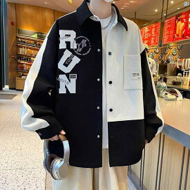 ジャケット トップ メンズ 春秋 ワークジャケット スプライシング シャツ アメカジ